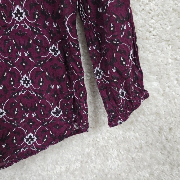 Roller Rabbit Top Womens Small Purple Floral Long Sleeve Peasant Bloomcore‎ - Picture 2 of 12
